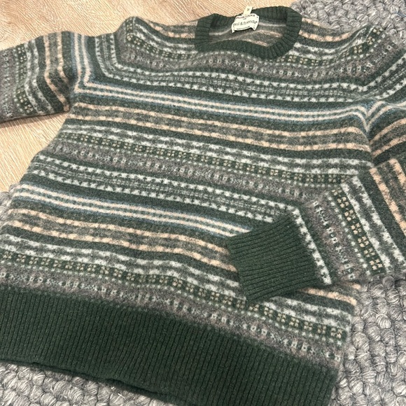 William Locke For Paul & Friends 100% Wool Striped Patrerned Green Sweater - Picture 1 of 7